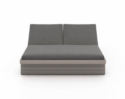 Leroy Outdoor Double Chaise- Grey/Charcoal
