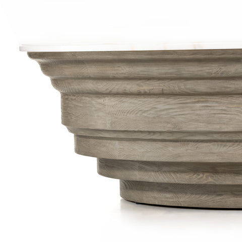 Caldwell Stone Top Coffee Table-White Marble