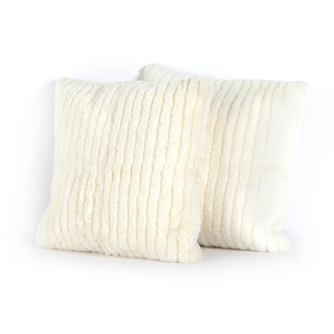 Banded Sheepskin Pillow-Cream-Set 2-20''