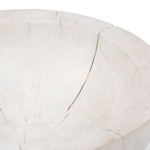 Large Turned Pedestal Bowl-Ivory