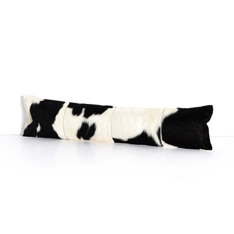 Modern Cowhide Lumbar Pillow-Black & White