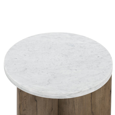 Toli End Table- Rustic Grey / Italian White Marble