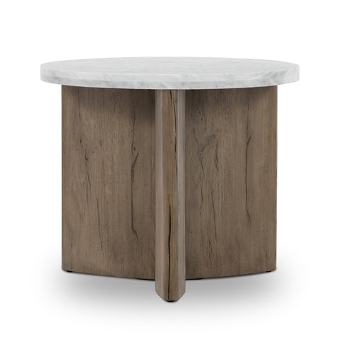 Toli End Table- Rustic Grey / Italian White Marble