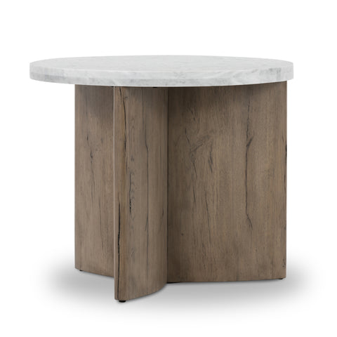 Toli End Table- Rustic Grey / Italian White Marble