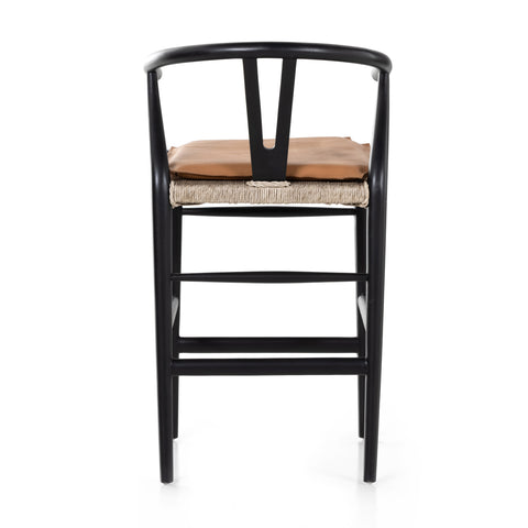 Muestra Counter Stool W Cushion-Black/ Whiskey Saddle