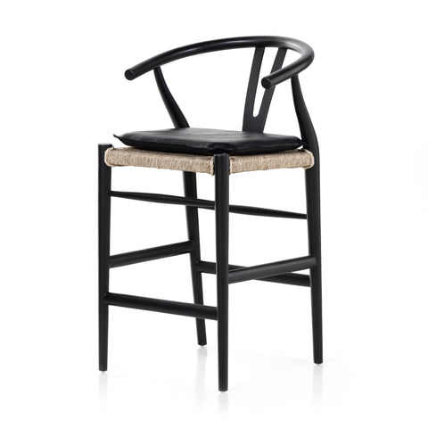 Muestra Counter Stool W Cushion-Black/Pebble Black