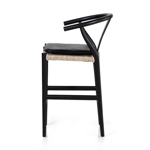 Muestra Counter Stool W Cushion-Black/Pebble Black