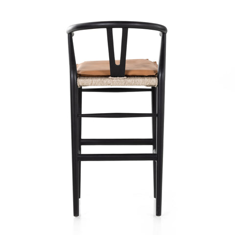 Muestra Bar Stool W Cushion-Black/Whiskey Saddle