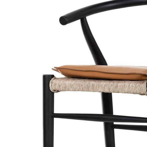 Muestra Bar Stool W Cushion-Black/Whiskey Saddle