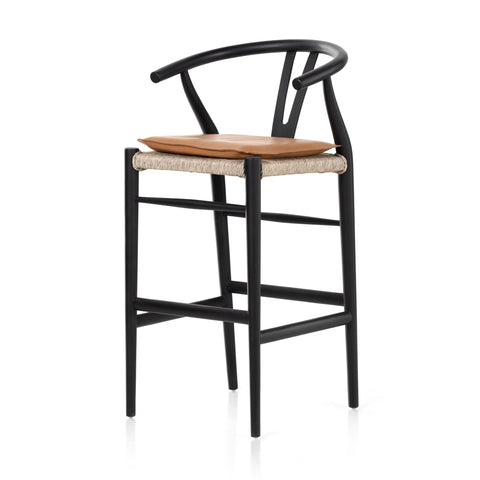 Muestra Bar Stool W Cushion-Black/Whiskey Saddle