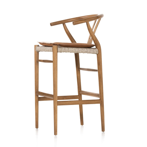 Muestra Bar Stool W Cushion-Natural/Whiskey Saddle
