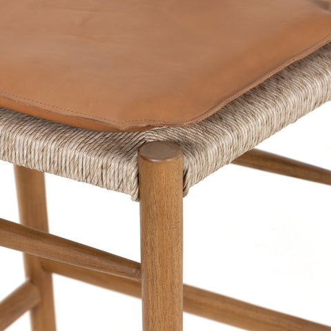 Muestra Bar Stool W Cushion-Natural/Whiskey Saddle