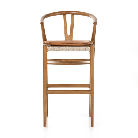 Muestra Bar Stool W Cushion-Natural/Whiskey Saddle