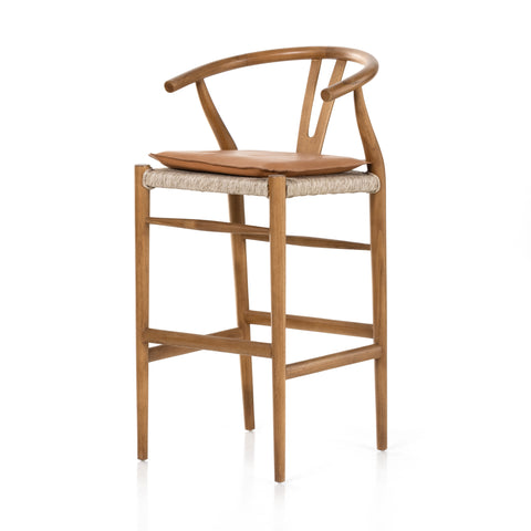 Muestra Bar Stool W Cushion-Natural/Whiskey Saddle