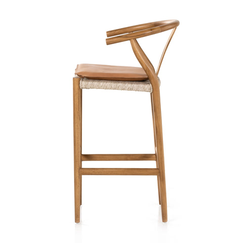 Muestra Bar Stool W Cushion-Natural/Whiskey Saddle