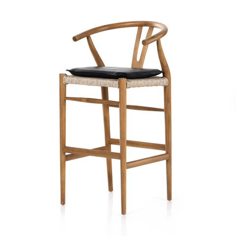 Muestra Bar Stool W Cushion-Natural/Pebble Black