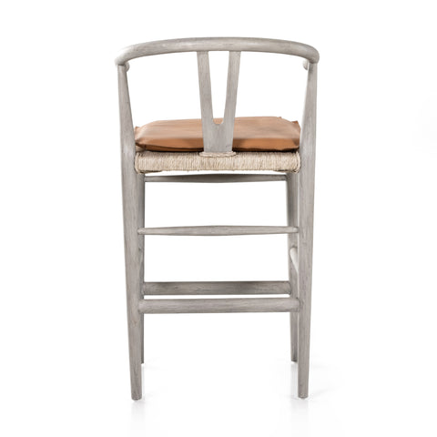 Muestra Counter Stool W Cushion-Grey/Whiskey Saddle