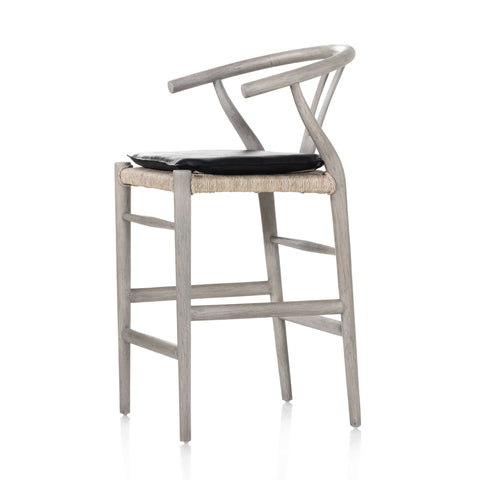 Muestra Counter Stool W Cushion-Grey/Pebble Black