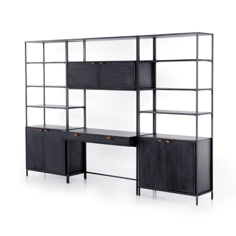 Trey Modular Wall-2 Bookcase-Desk-Black