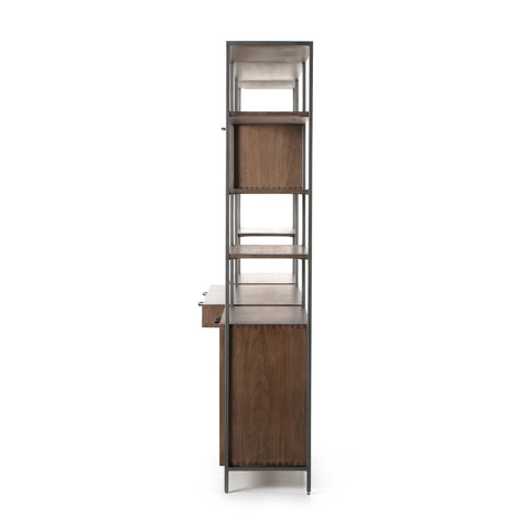 Trey Modular Wall-2 Bookcase-Desk-Auburn