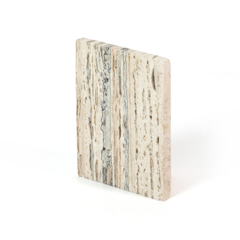 Stepped Bookends-White Travertine