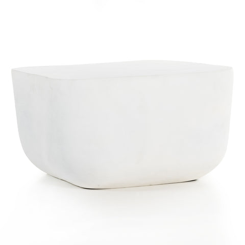 Basil Square Outdoor End Table-Matte White