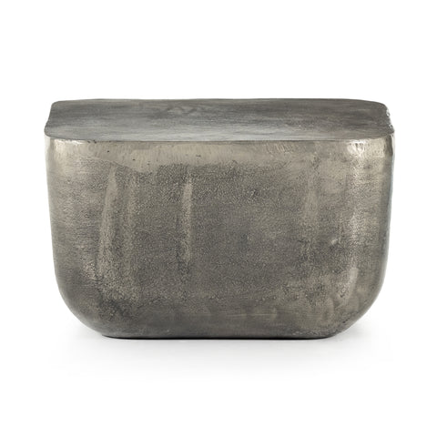 Basil Square Outdoor End Table-Raw Ant Nickel