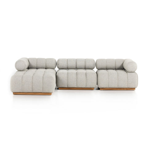 Roma Outdoor 3Pc Sectional w/ Ottoman - Faye Ash
