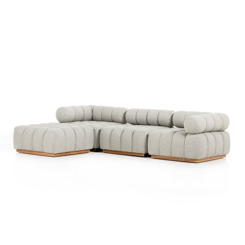 Roma Outdoor 3Pc Sectional w/ Ottoman - Faye Ash