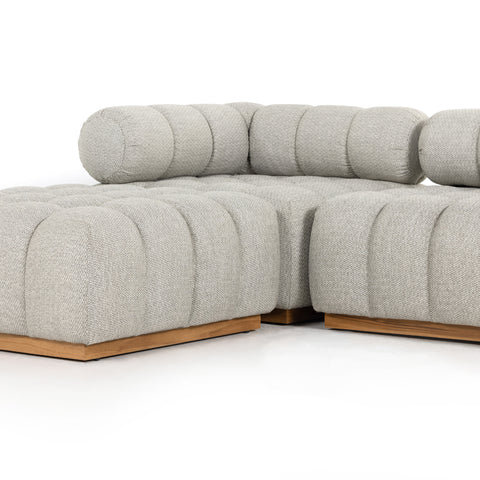 Roma Outdoor 4pc Sectional W/ Ottoman - Faye Ash