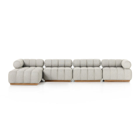 Roma Outdoor 4pc Sectional W/ Ottoman - Faye Ash