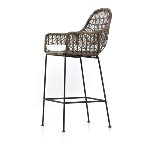 Bandera Outdoor Bar Stool W/Cushion - Weathered Grey