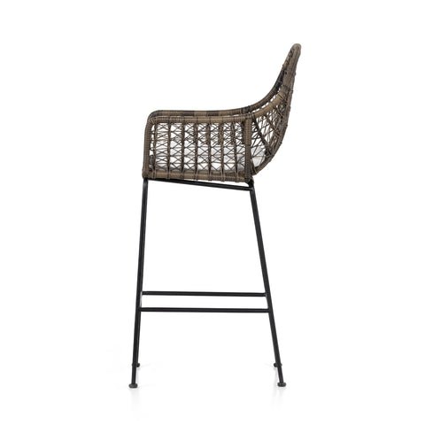 Bandera Outdoor Bar Stool W/Cushion - Weathered Grey