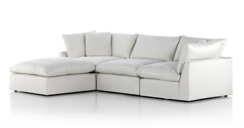 Stevie 3-Pc LAF Sectional Sofa w Ottoman-Ivory
