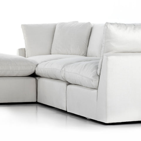 Stevie 3-Pc LAF Sectional Sofa w Ottoman-Ivory