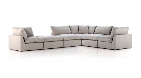 Stevie 5-Pc Sectional Sofa W Ottoman-Destin Flannel