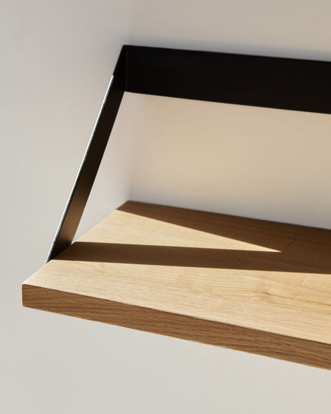 Ribbon shelf, 55" - black metal - Oak