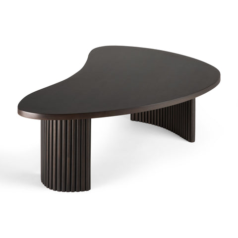 Boomerang coffee table, 35.5"-Mahogany Dark Brown