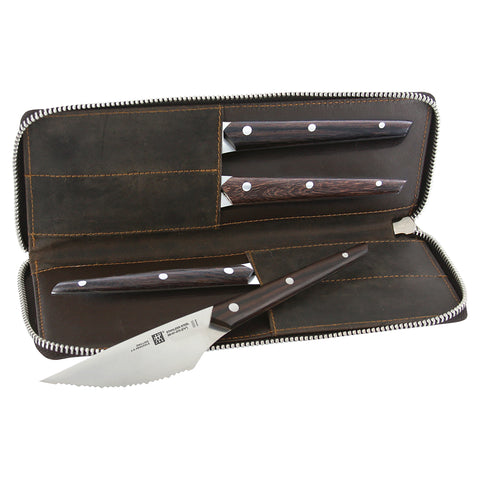 Steak Sets - 4pc Gentlemen's Steak Knife Set with Leather Travel Case