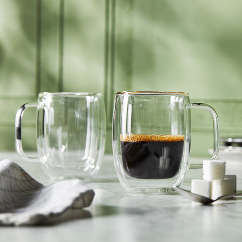 Sorrento Plus Double Wall Glassware - 2 Pc Double  Espresso Glass Mug Set