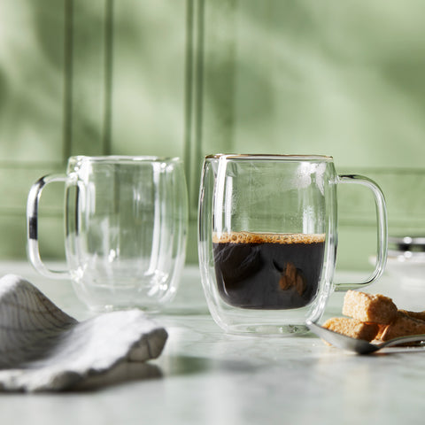Sorrento Plus Double Wall Glassware - 2 Pc Double  Espresso Glass Mug Set