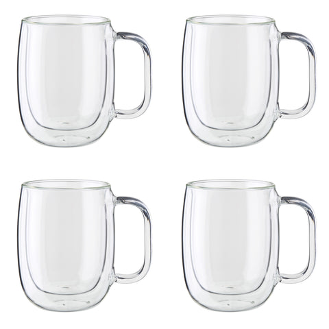 Sorrento Plus Double Wall Glassware - 4 Pc Coffee Glass Mug Set
