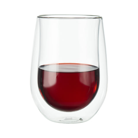 Sorrento Double Wall Glassware - 2 Pc Stemless Red Wine Glass