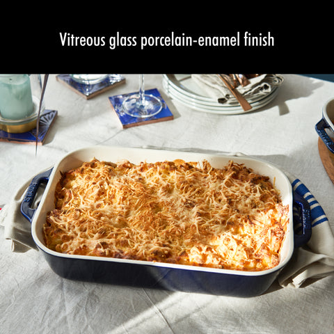 Ceramics - 3Pc Rectangular Baking Dish Set - Dark Blue