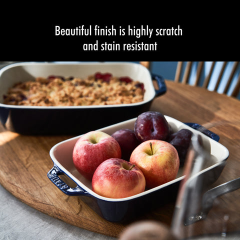 Ceramics - 3Pc Rectangular Baking Dish Set - Dark Blue