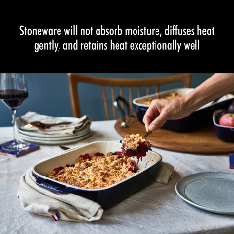 Ceramics - 3Pc Rectangular Baking Dish Set - Dark Blue