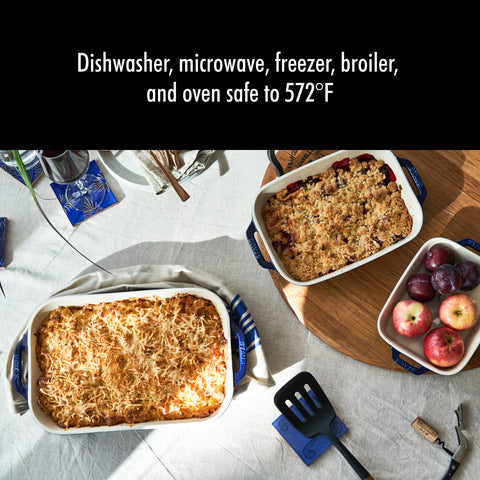 Ceramics - 3Pc Rectangular Baking Dish Set - Dark Blue