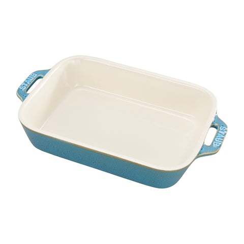 Ceramics - 7.5" X 6" Rectangular Baking Dish - Rustic Turquoise