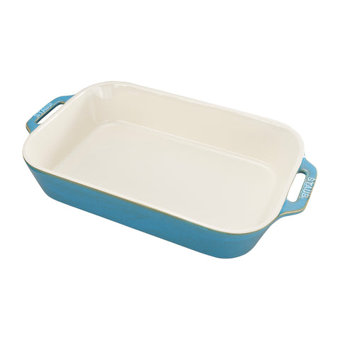 Ceramics - 13" X 9" Rectangular Baking Dish - Rustic Turquoise