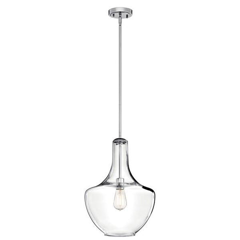 Everly 19.75" 1 Light Bell Pendant Clear Glass-Chrome - IN STOCK